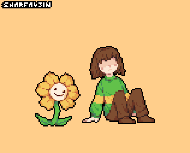 (Undertale) Chara n her smol frend Flowey da flow