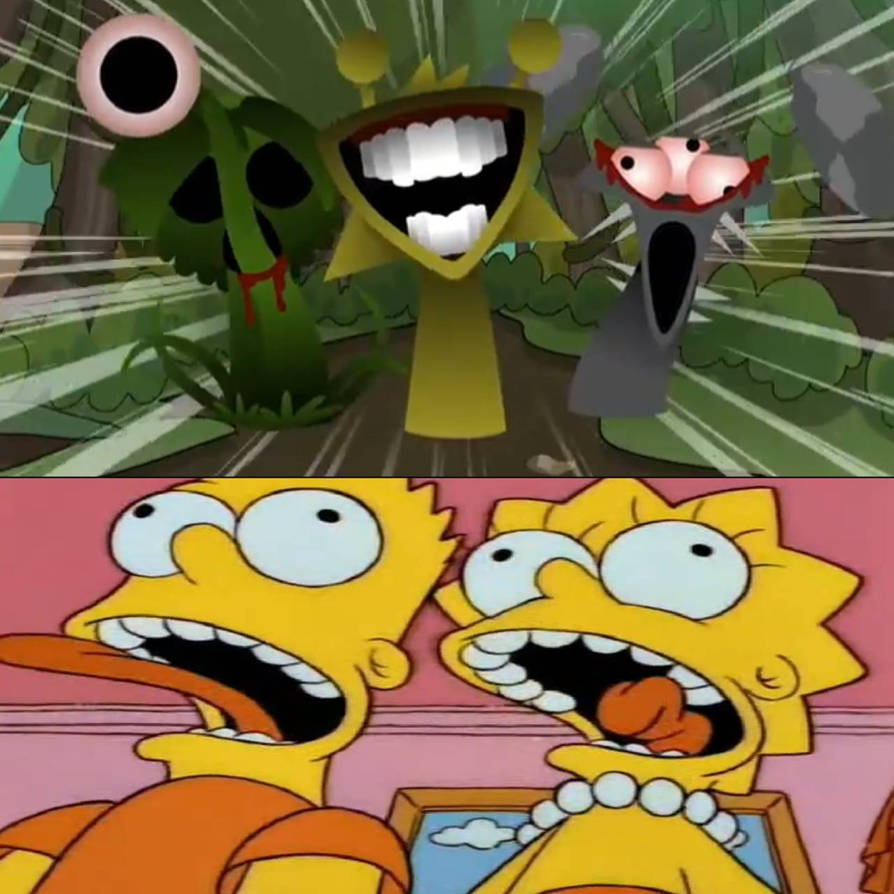 Scared Lisa Sim Monster sprunki scared lisa and bart by Yvettemac on DeviantArt