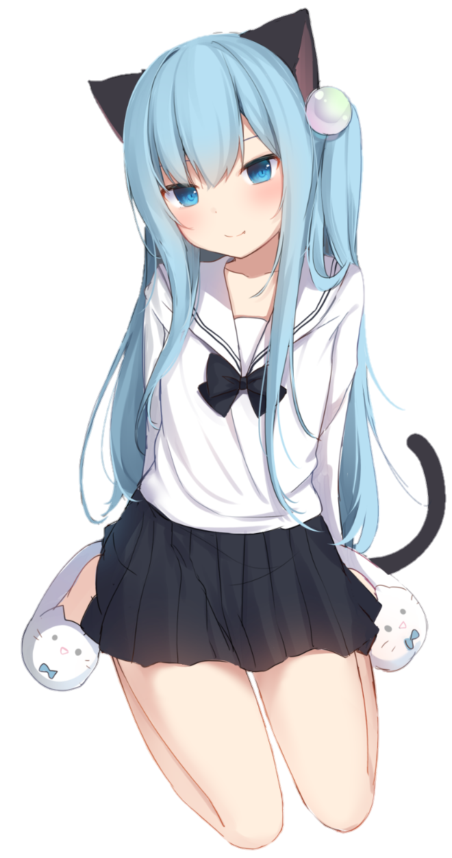 Blue Hair Neko Girl (Original) Render 060 by Yamyumchann on DeviantArt