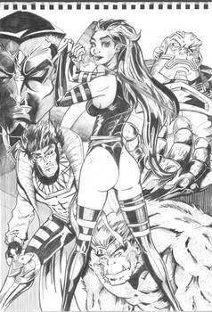 1990's Style Xmen Line Art