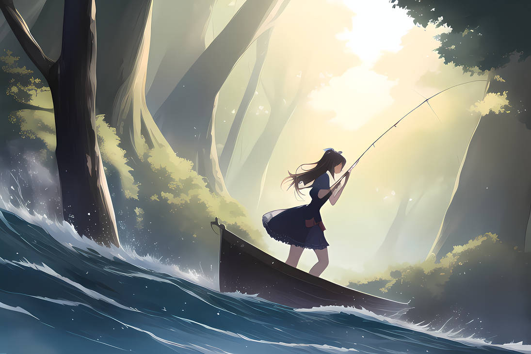 Fish Anime NovelAI Anime Girl Fishing by DarkPrncsAI on DeviantArt