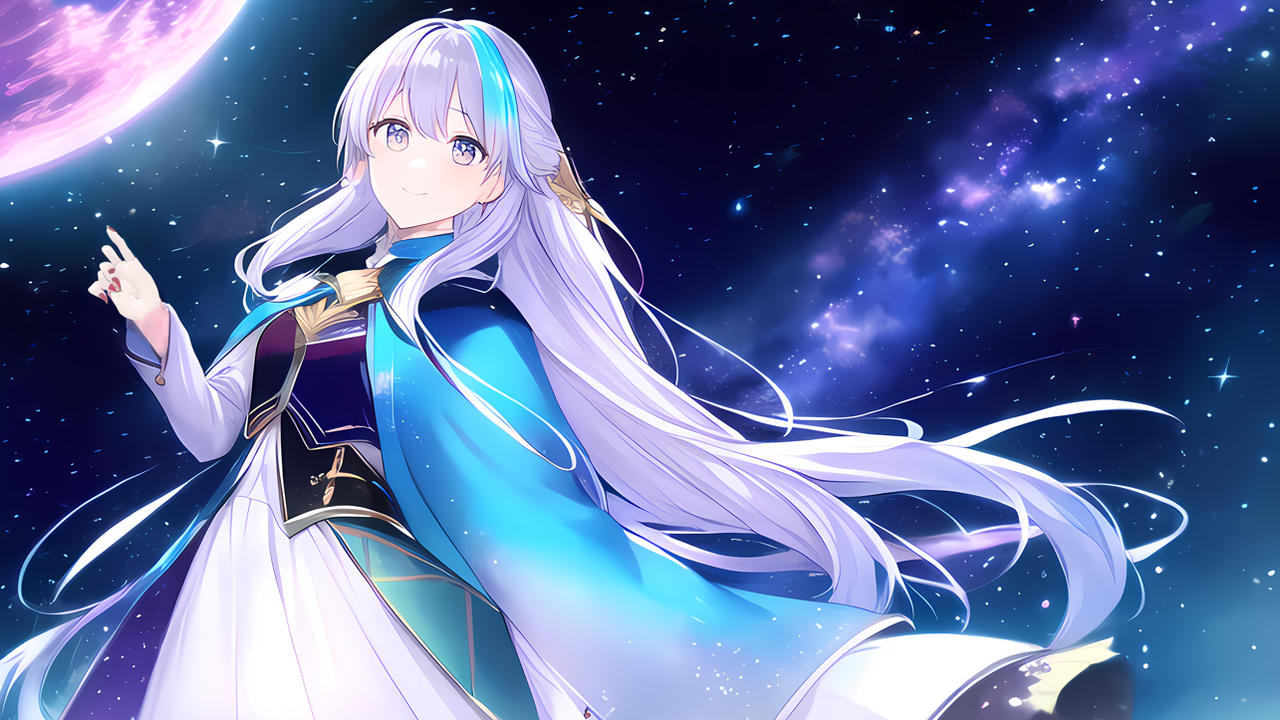 Stable Diffusion AI Anime Nebula Girl 4K Wallpaper by DarkPrncsAI on