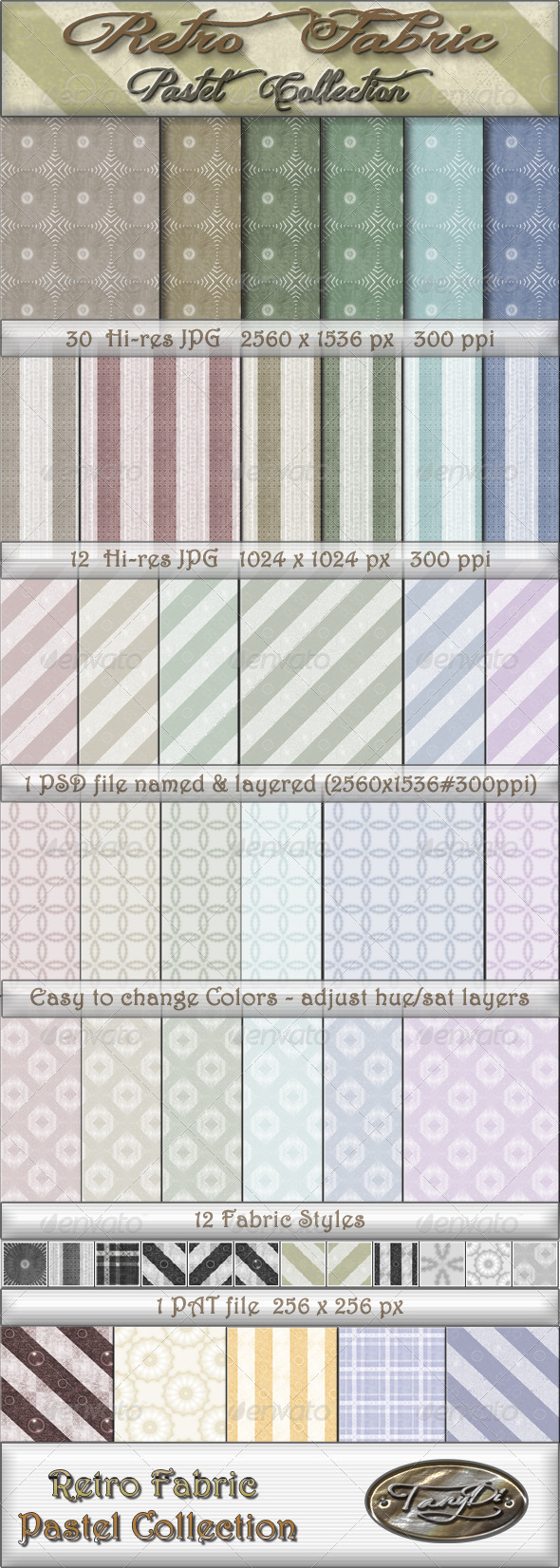 Retro Fabric Pastel Collection