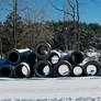 Cement tubes in the snow