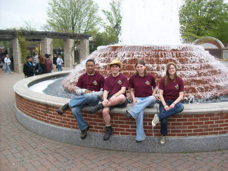 In front of the waterfall