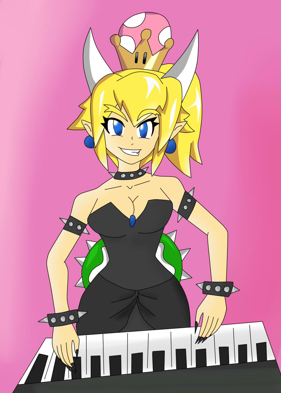 bowsette tocando piano