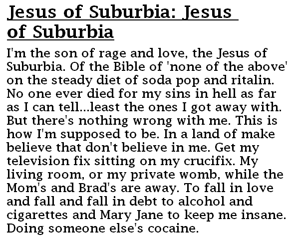 jesus of suburbia pt I