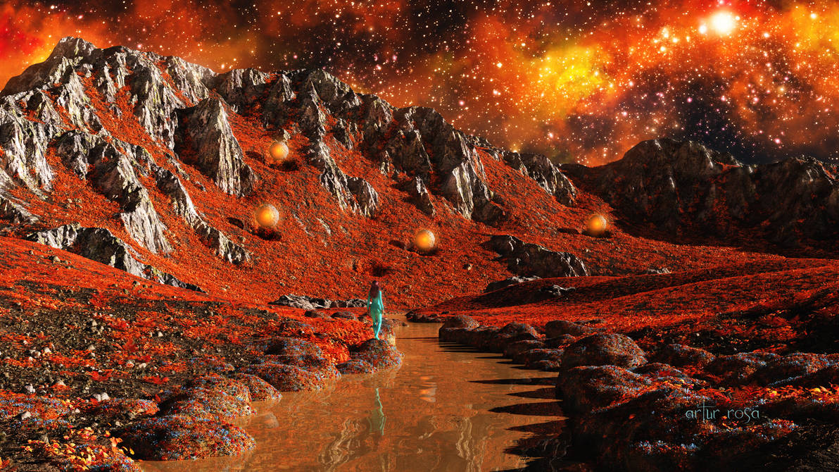 Скандал планет. Artur Rosa картины. Космический пейзаж. Космический пейзаж красный. Красная Планета.