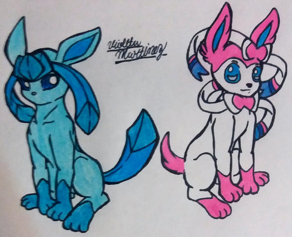 Pokemon-Glaceon And Sylveon