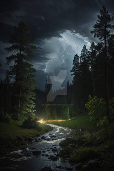 AI Stormy night in the forest 1