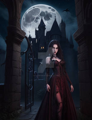 AI a beautiful vampiress in the dark night PT1