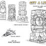 Studio - Statue Maya e aeronave