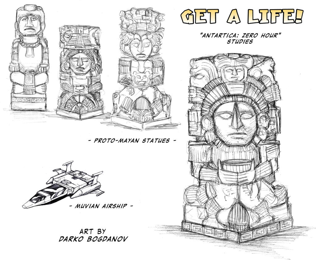 Studio - Statue Maya e aeronave