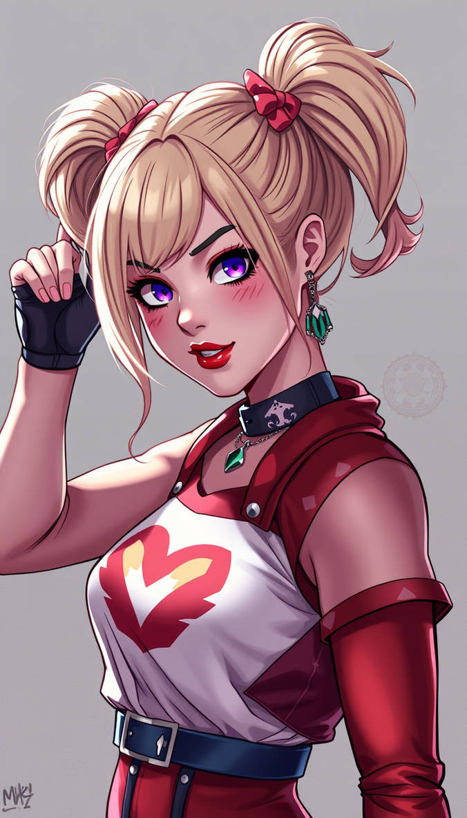 Full Body Harley Quinn doing her hairstyles Star W