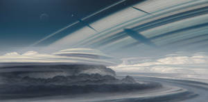 Sky of a ringed planet