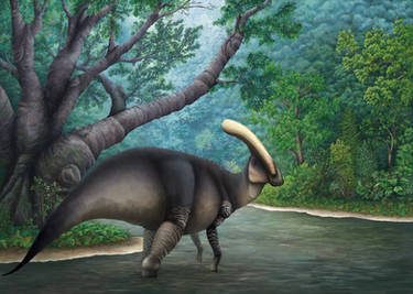 Parasaurolophus walkeri at riverbend