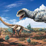 Majungasaurus hunting juvenile Rapetosaurus