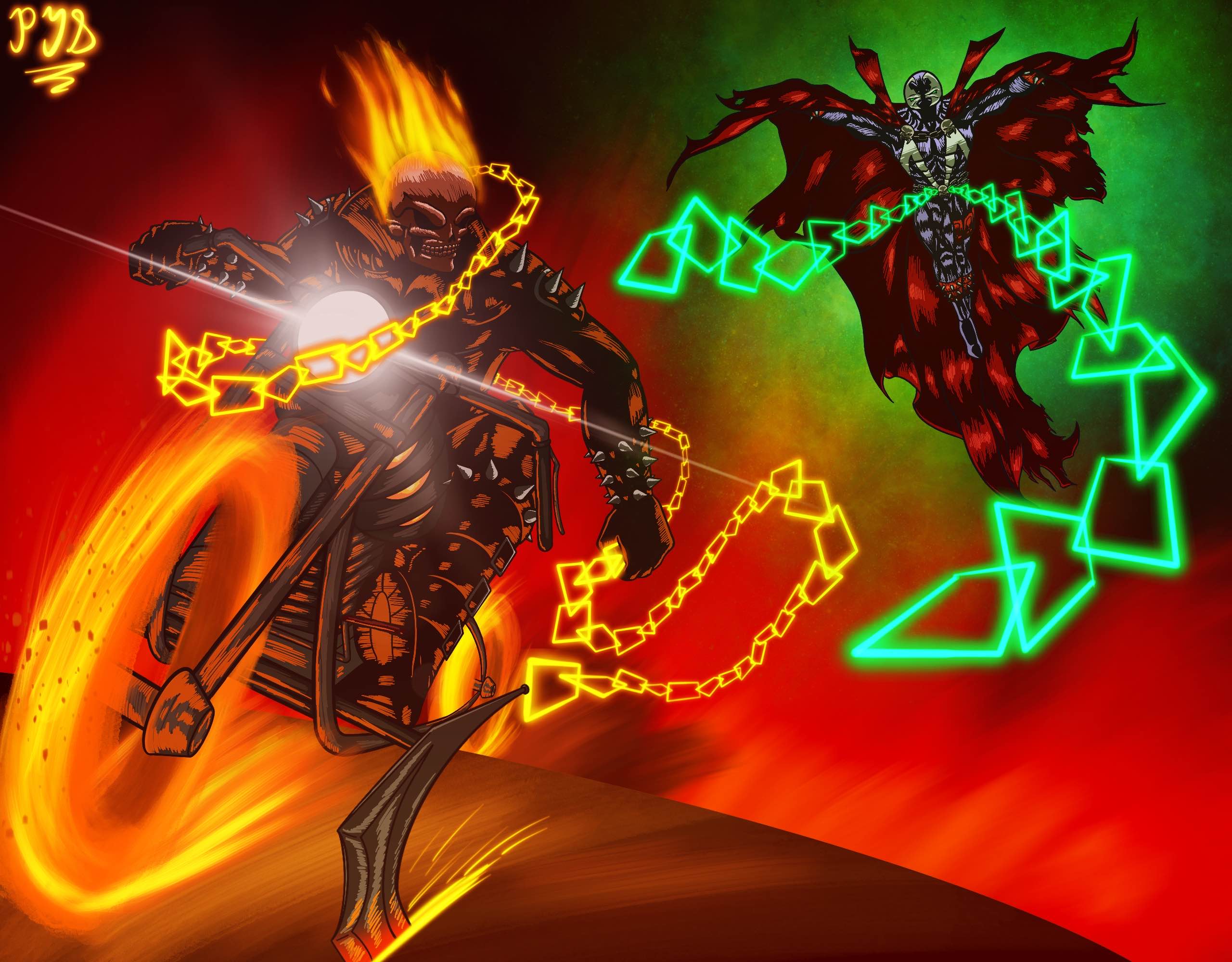 Ghost Rider vs Spawn Matchup Artwork by PitTheSwordmaster on DeviantArt