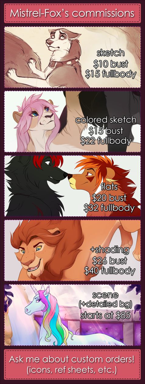 Commission prices 2018 (updated)