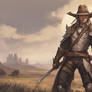 An elf warrior in a cowboy hat1