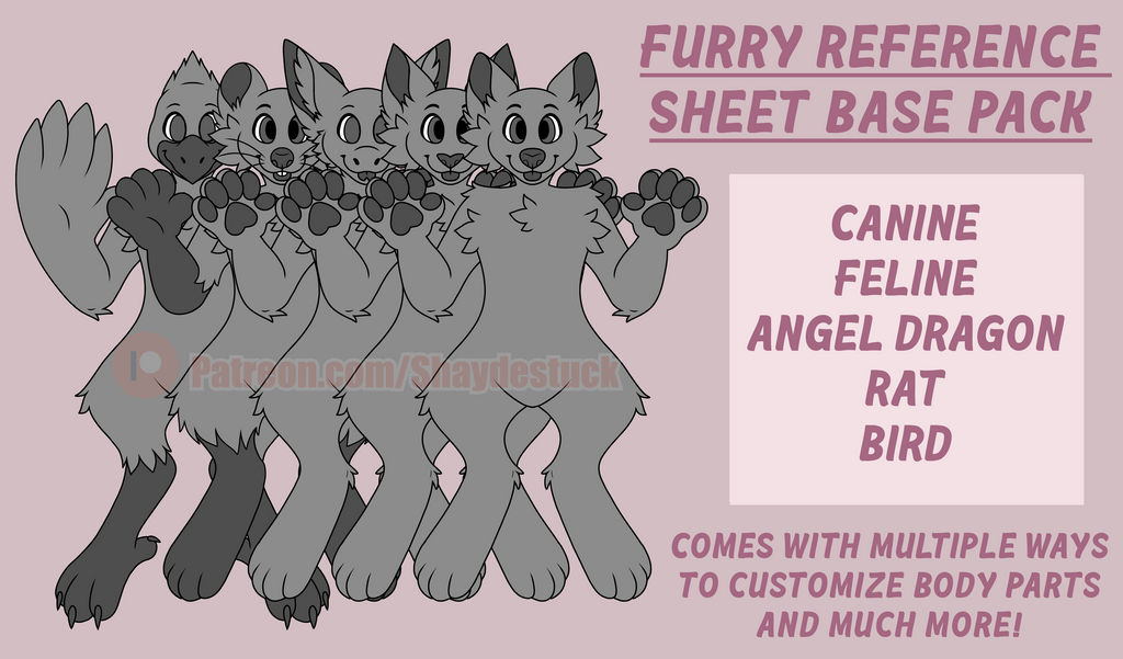 Furry Reference Sheet Base Pack for Sale! by Shaydestuck on DeviantArt