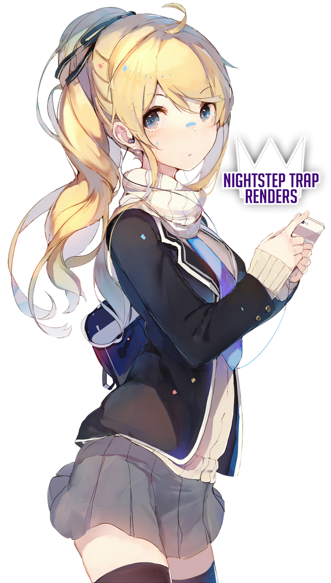 Cute Anime Girl Render Blond Hair Phone By