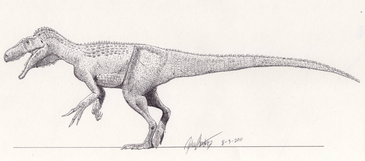 Marshosaurus life drawing by palaeozoologist