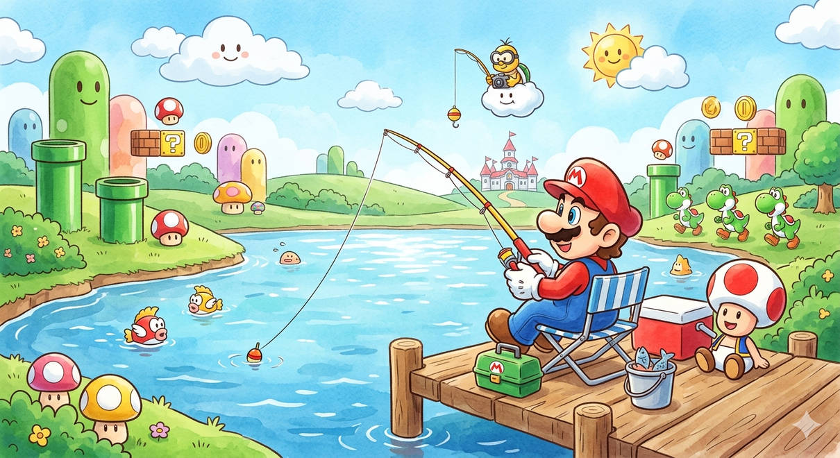 Mairo Fish Mario goes fishing by jacobwatson2 on DeviantArt