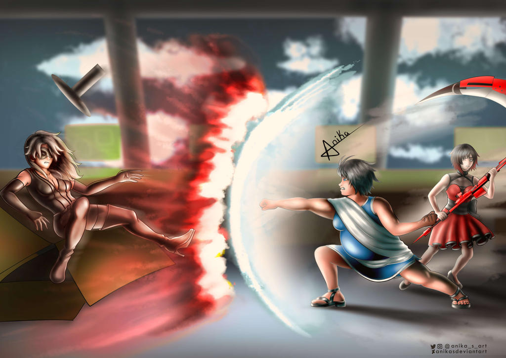 Ruby Tal Con Ruby/Talon vs Cinder by LightningBob on DeviantArt