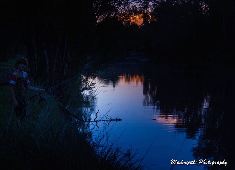 Fishing at sunset