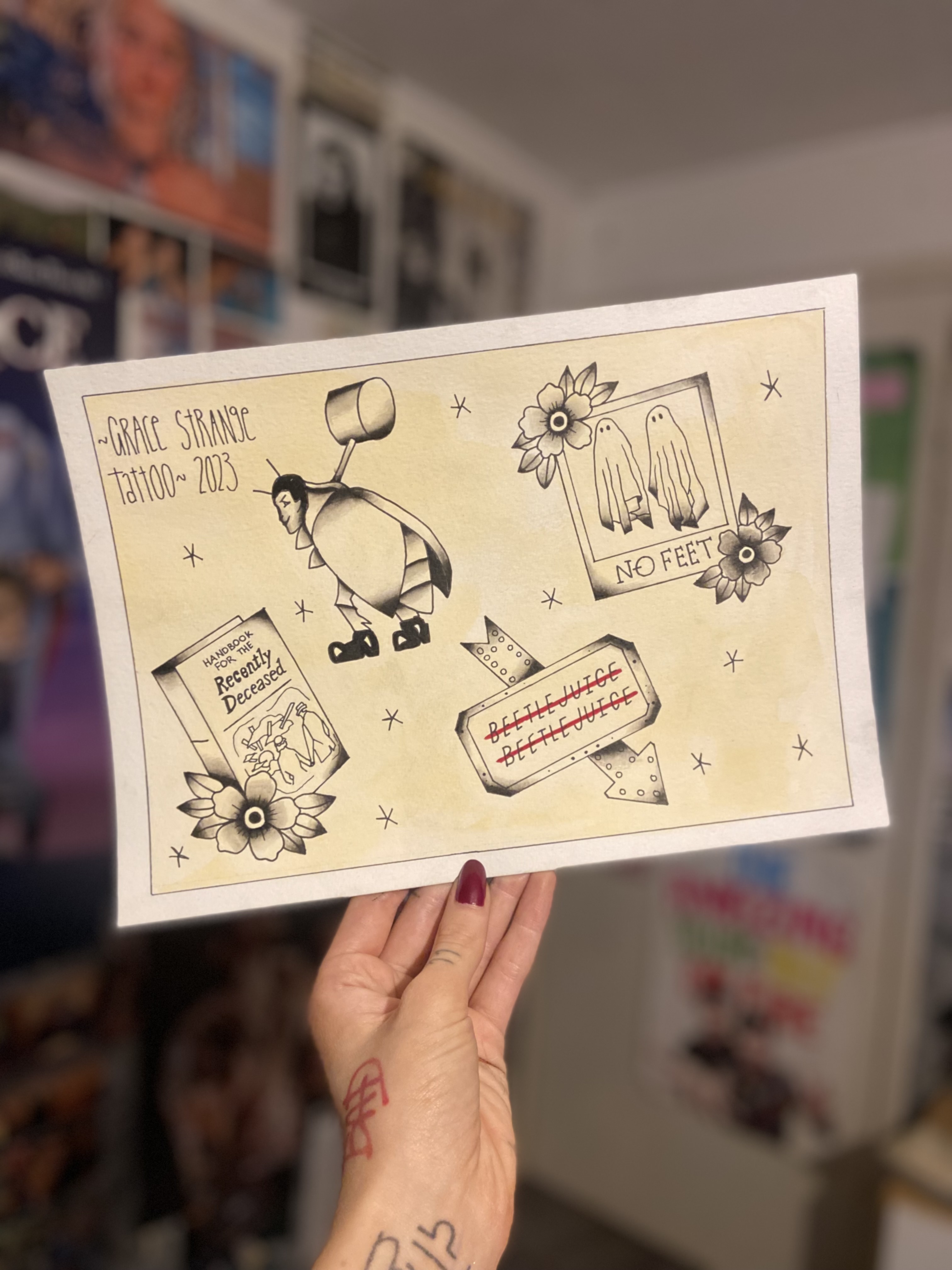 Beetlejuice tattoo flash by GraceSTRNGE on DeviantArt