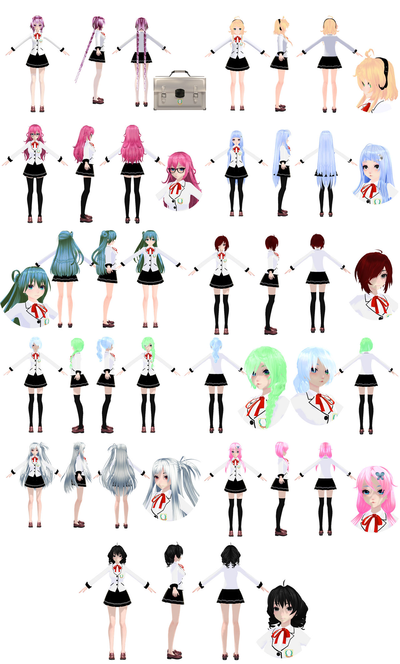 Mmd Model Pack MMD Students Female Models PACK + BookBag DL by Kalvici on DeviantArt