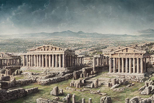 Ancient City in Ruins Illustration