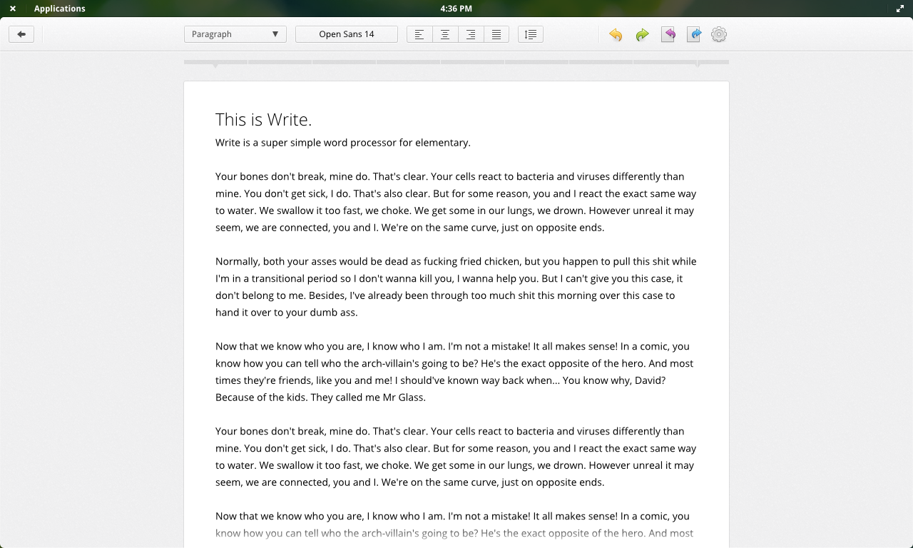 Word Processor in fullscreen