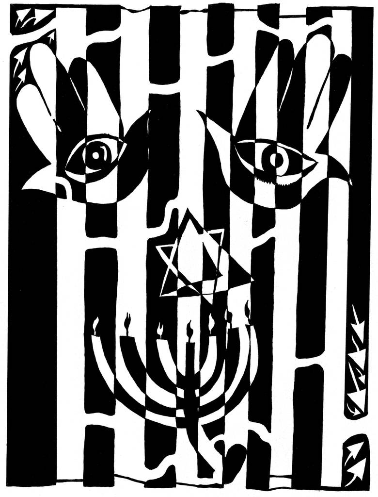 Happy Judaica Maze Art by ink-blot-mazes