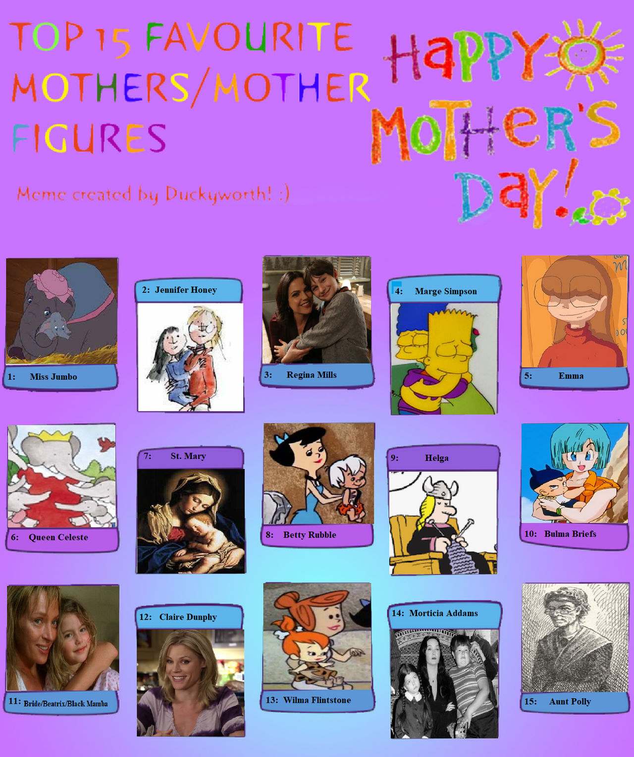 My Top 15 Mothers/Motherly Figures