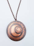 Sun Moon and Star Etched Copper Pendant w/ Chain by CradleofCreation