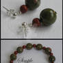 Unakite and red jasper set