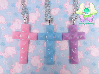 Pastel Studded Cross Necklaces