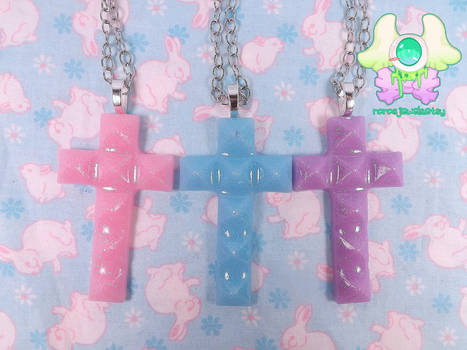 Pastel Studded Cross Necklaces