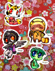 Japanese mythical creatures chibi's 1 by Inya-spring