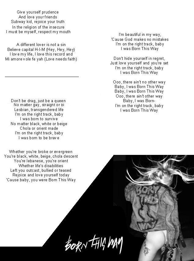 Born This Way Lyrics Part 2 By Gaga Fanno1 On Deviantart Born This Way Lyrics Part 2 By Gaga Fanno1 On Deviantart