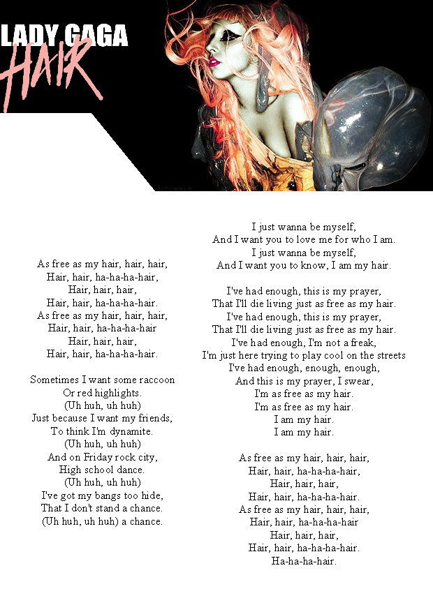 Hair Lyrics Part 2 By Gaga Fanno1 On Deviantart Hair Lyrics Part 2 By Gaga Fanno1 On Deviantart