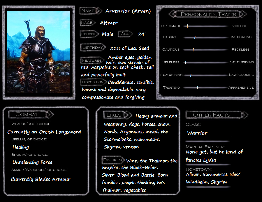 Skyrim Character Template Arvenrior By Skyflower51 On Deviantart