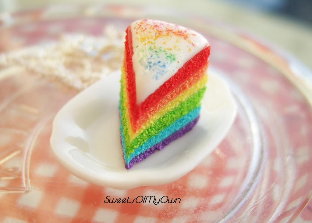 Rainbow Cake Slice Necklace