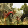 Hulk vs Thor (with some help from Spider Man)