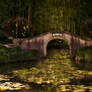 Oriental bridge on a pond