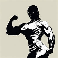 Muscular Strong Woman Flexing Huge Muscles Silhoue