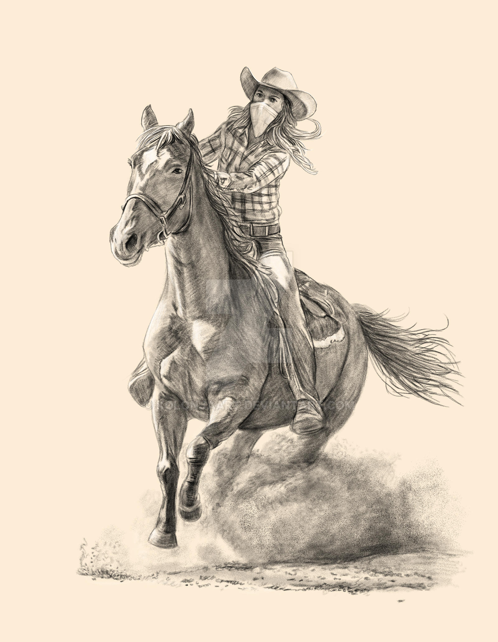 Western Horse Riding Drawing Horse Rider Sketch Vector Images (over