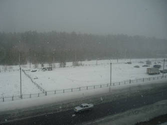 Snowy Land outside the window